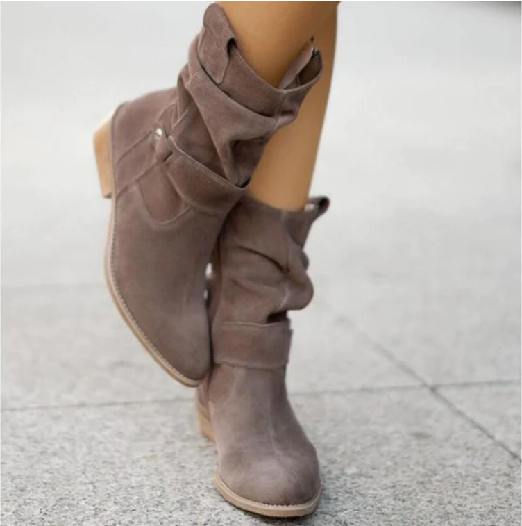 Women’s Slouchy Winter Boots | Flat Casual Mid-Calf