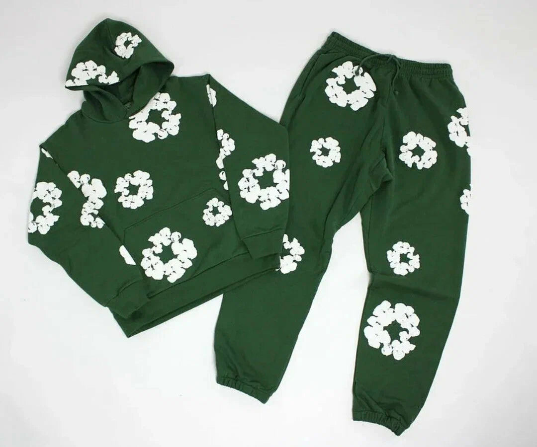 Women Floral Lounge Tracksuit Set Cozy Two Piece Loungewear