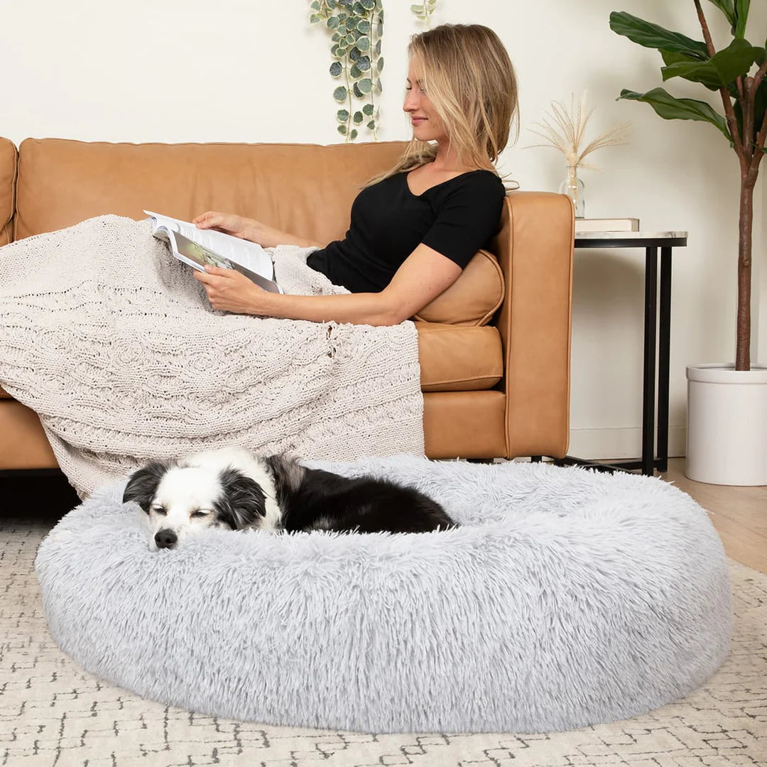 Dog Bed Calming Round Plush Washable Anti Anxiety