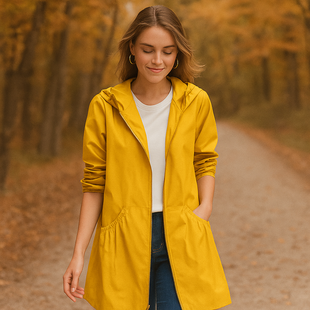 Ladies Lightweight Waterproof Trench Coat Long Hooded