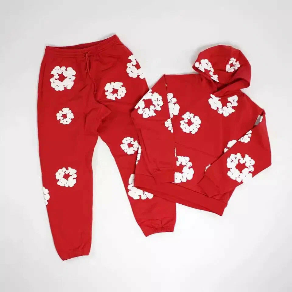 Women Floral Lounge Tracksuit Set Cozy Two Piece Loungewear
