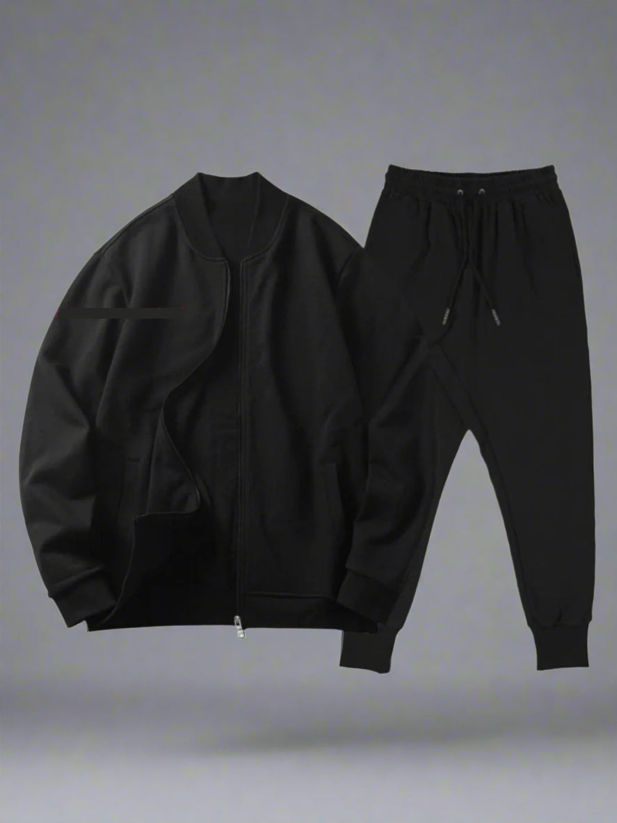 Men's Casual Slim Fit Tracksuit Set | Zip Jacket Jogger Pants