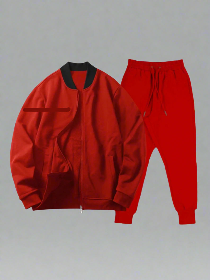 Men's Casual Slim Fit Tracksuit Set | Zip Jacket Jogger Pants