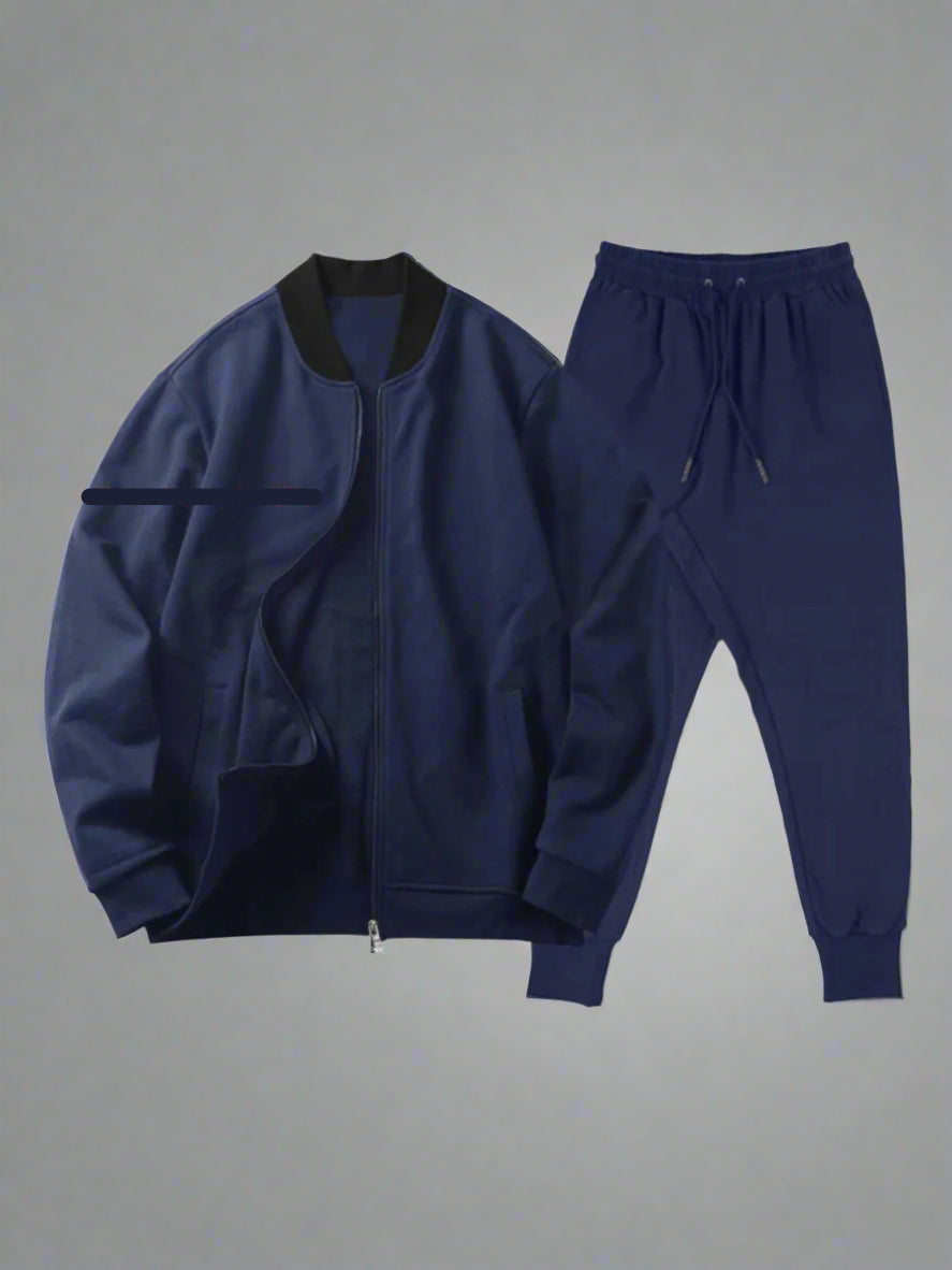 Men's Casual Slim Fit Tracksuit Set | Zip Jacket Jogger Pants