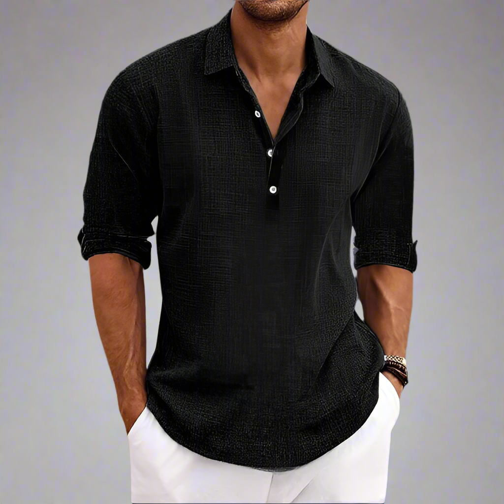 Men’s Casual Long Sleeve Summer Shirt | Lightweight Henley