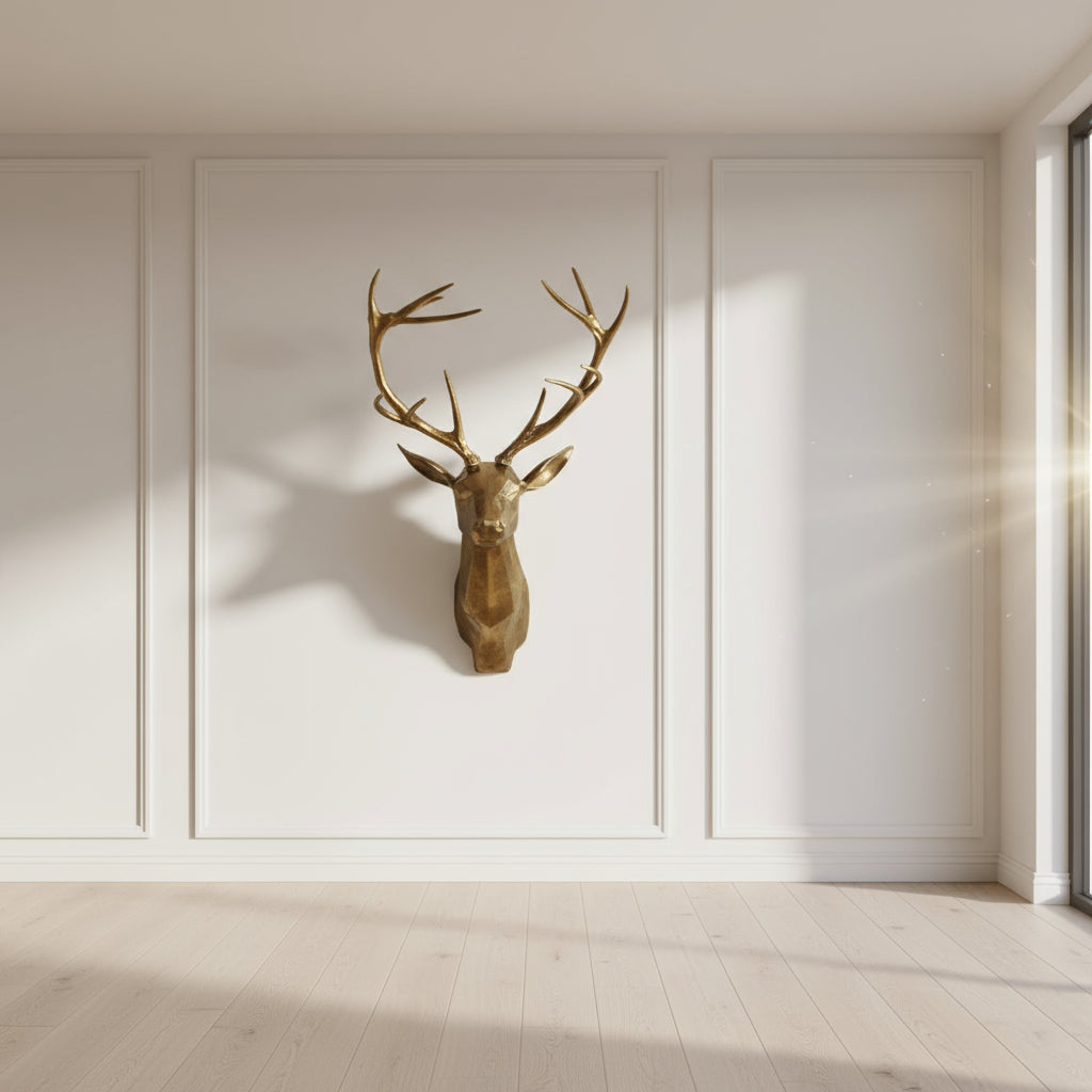 Wall Art Rustic Deer Head Sculpture Resin Mount Living Room Decor