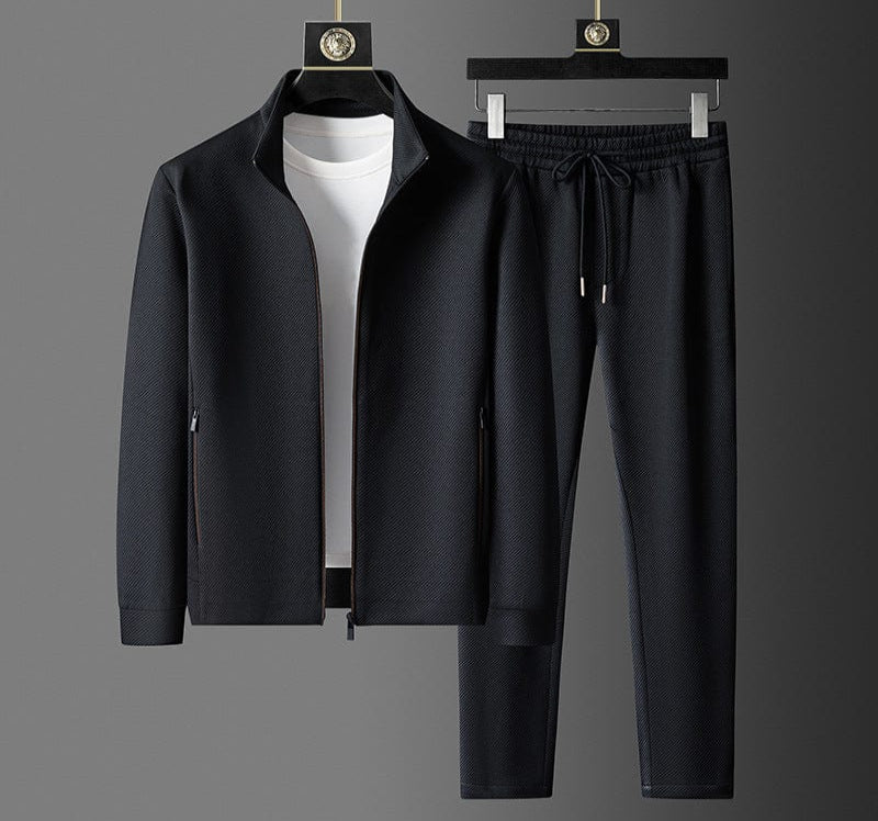 Men's Slim Fit Tracksuit Shirt Set | Zip Jacket Jogger Pants