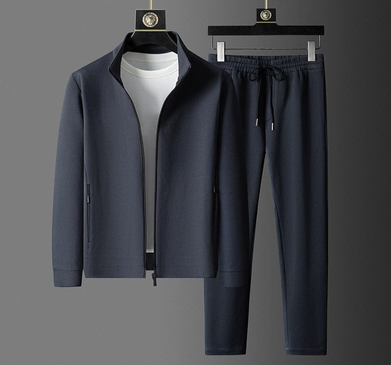 Men's Slim Fit Tracksuit Shirt Set | Zip Jacket Jogger Pants