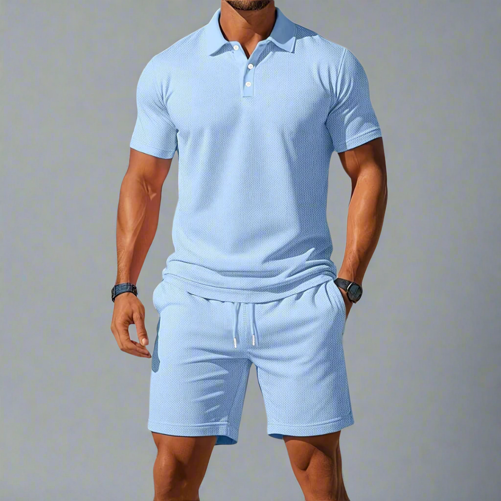 Men's Casual Summer Polo Shirt Set | Lightweight Two Piece