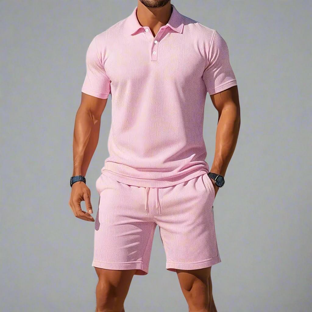 Men's Casual Summer Polo Shirt Set | Lightweight Two Piece