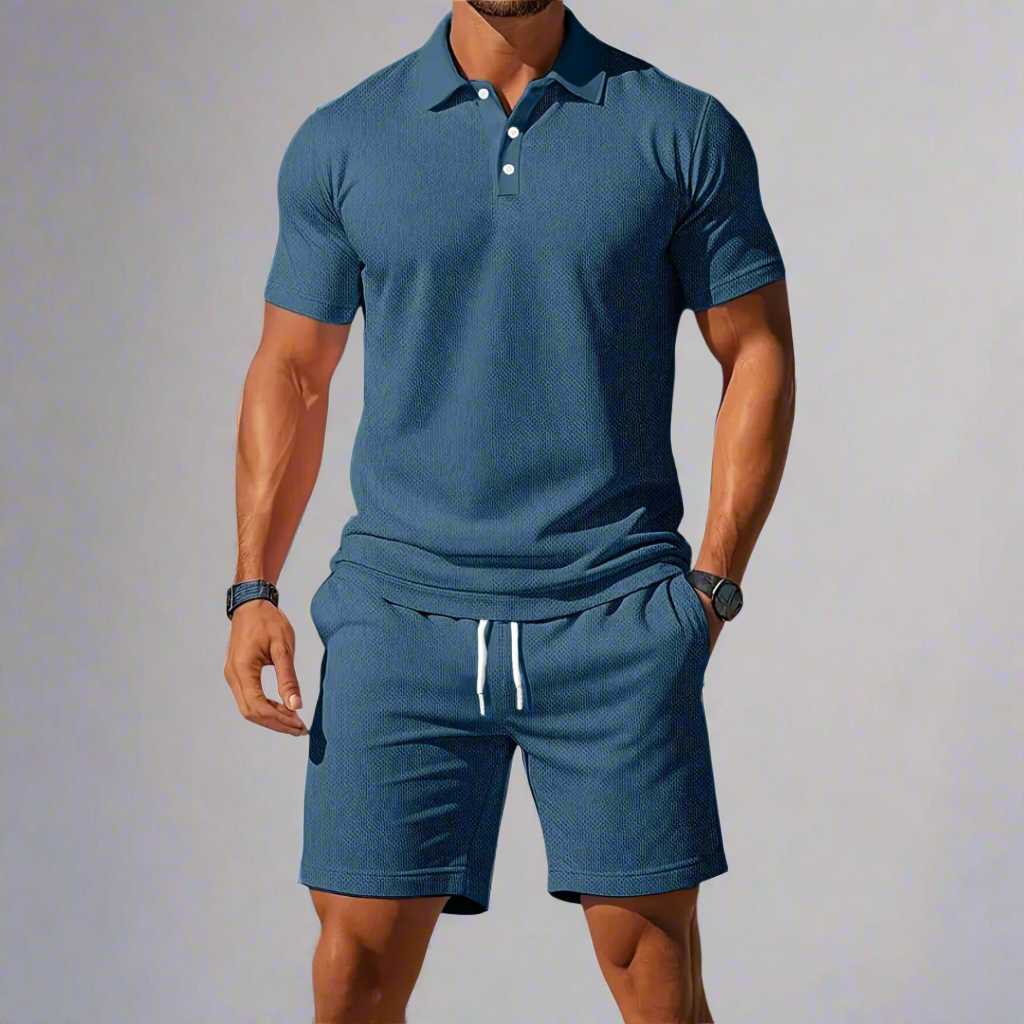 Men's Casual Summer Polo Shirt Set | Lightweight Two Piece