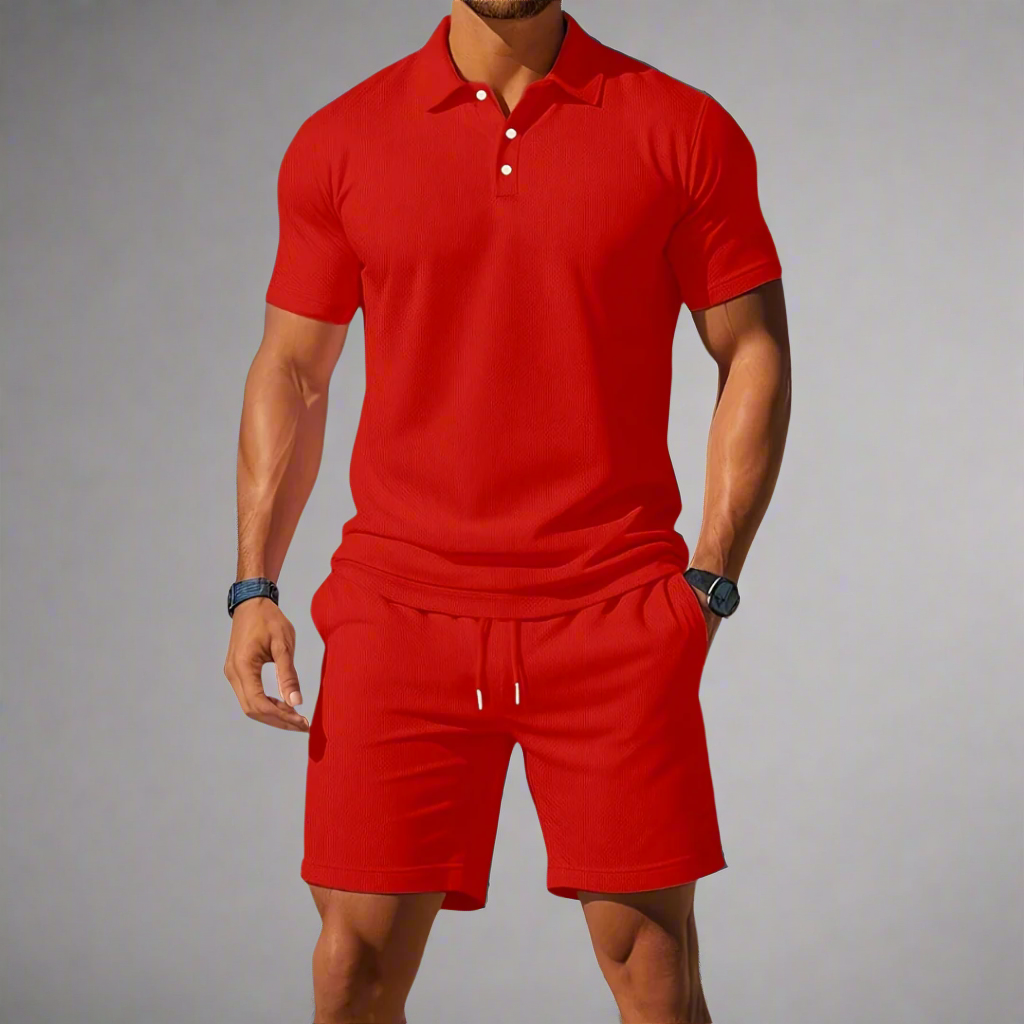 Men's Casual Summer Polo Shirt Set | Lightweight Two Piece