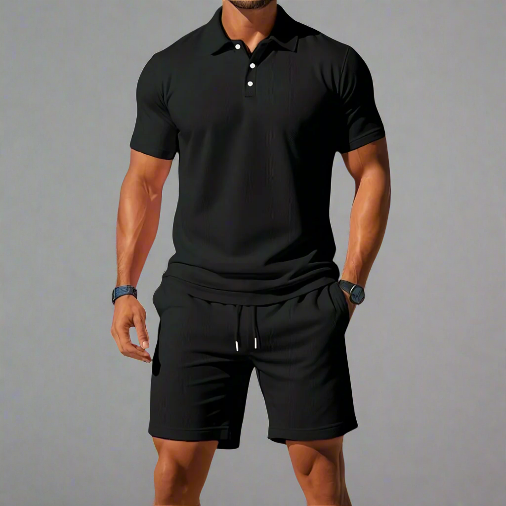 Men's Casual Summer Polo Shirt Set | Lightweight Two Piece
