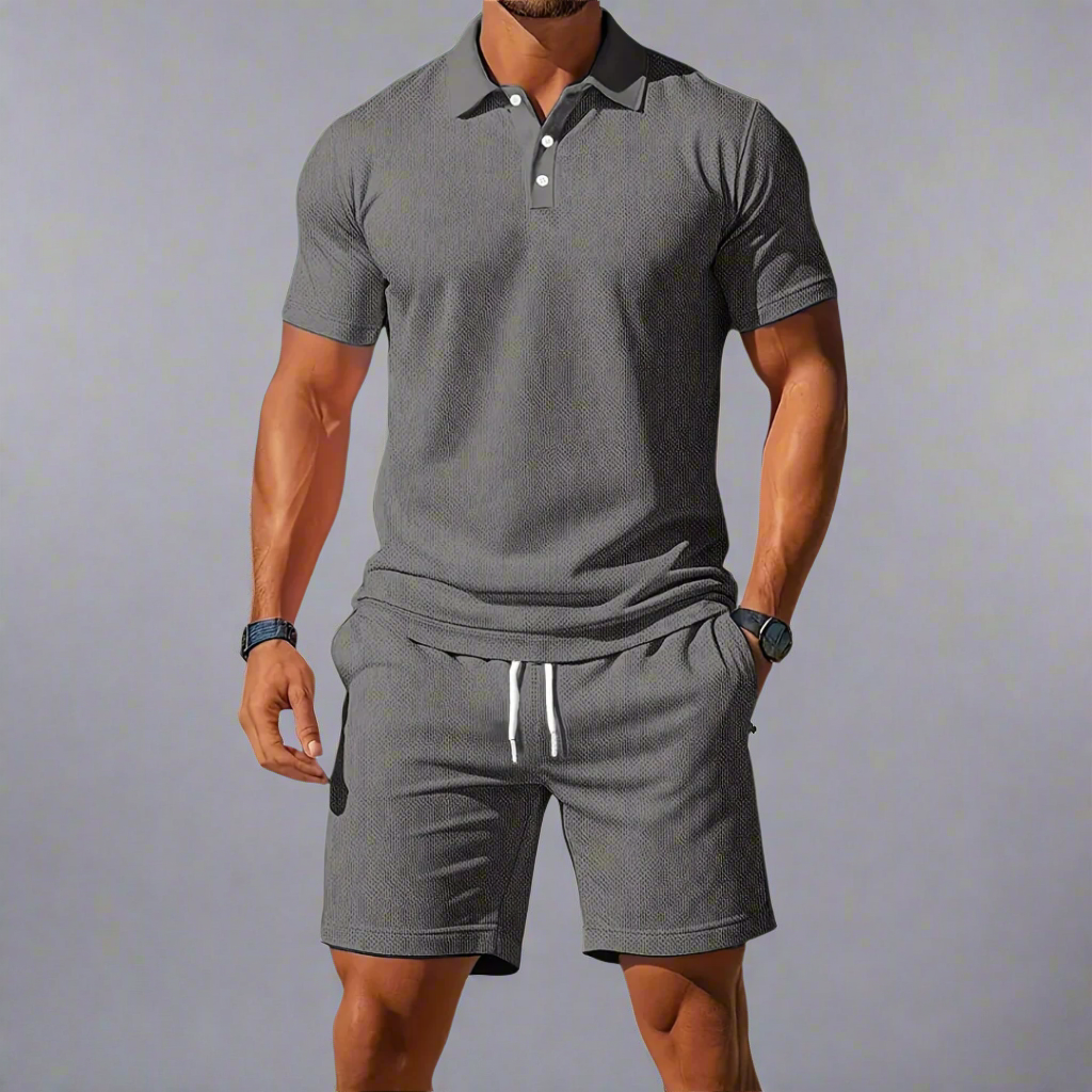 Men's Casual Summer Polo Shirt Set | Lightweight Two Piece