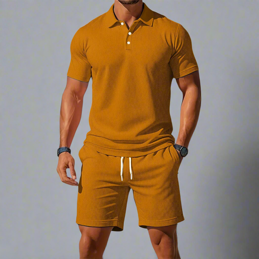 Men's Casual Summer Polo Shirt Set | Lightweight Two Piece