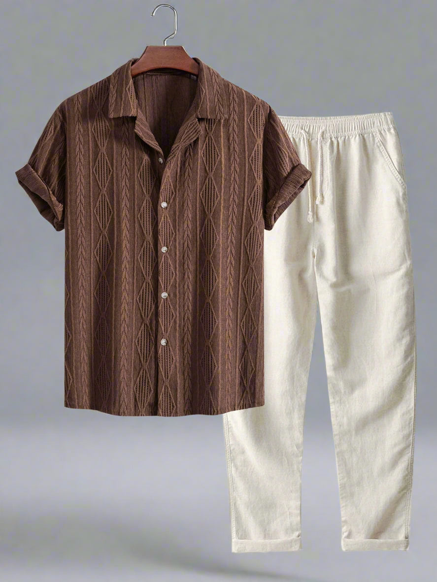 Men's Relaxed Fit Short Sleeve Shirt Set | Lightweight Casual Wear