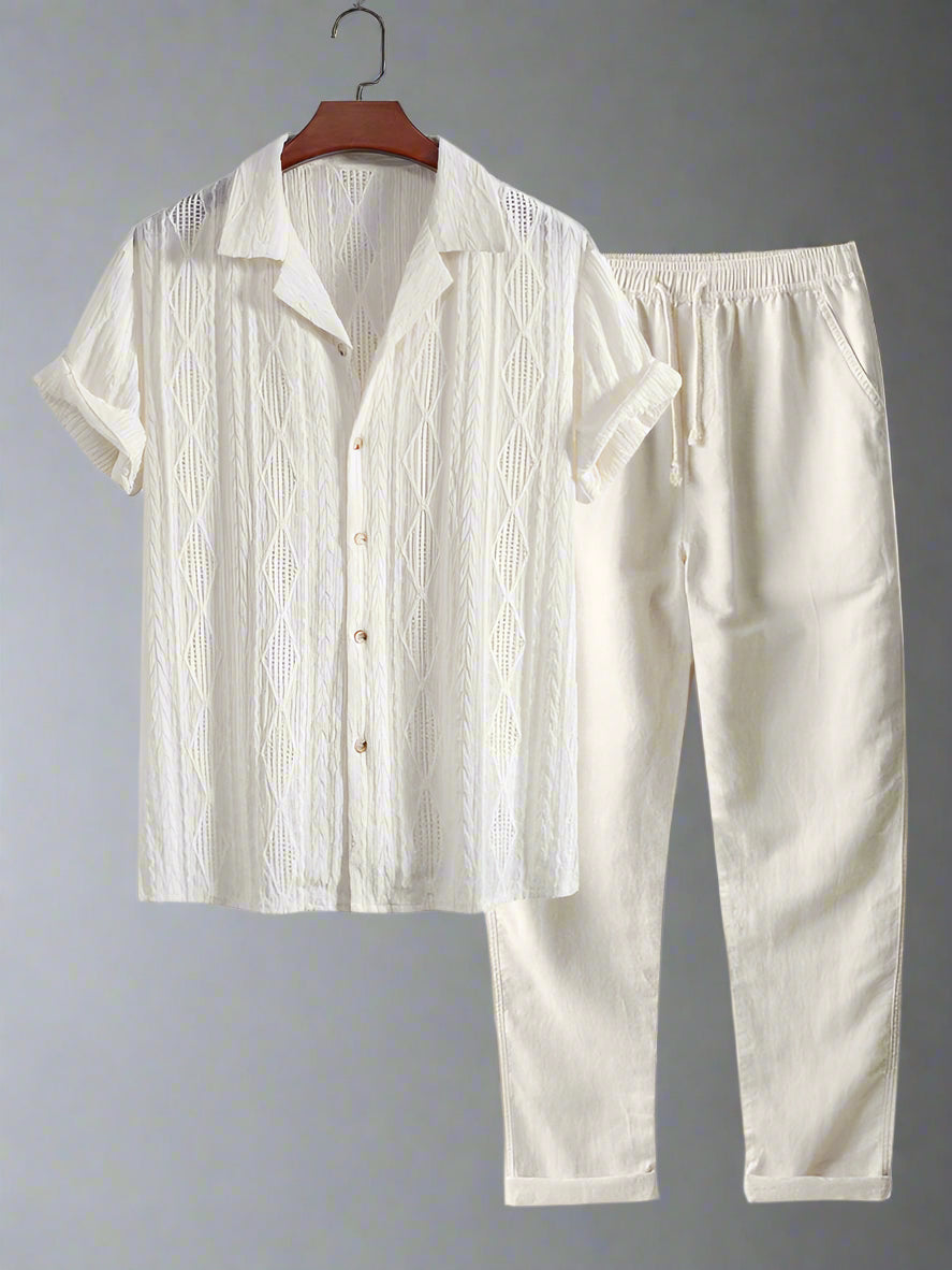 Men's Relaxed Fit Short Sleeve Shirt Set | Lightweight Casual Wear