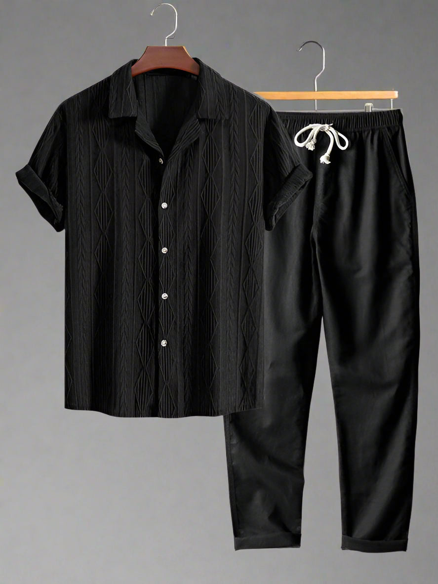 Men's Relaxed Fit Short Sleeve Shirt Set | Lightweight Casual Wear