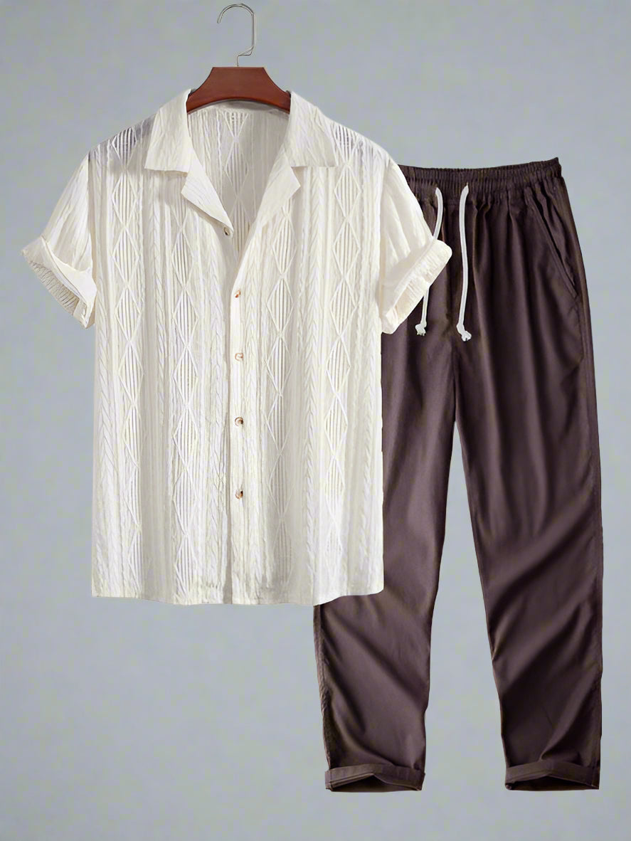 Men's Relaxed Fit Short Sleeve Shirt Set | Lightweight Casual Wear