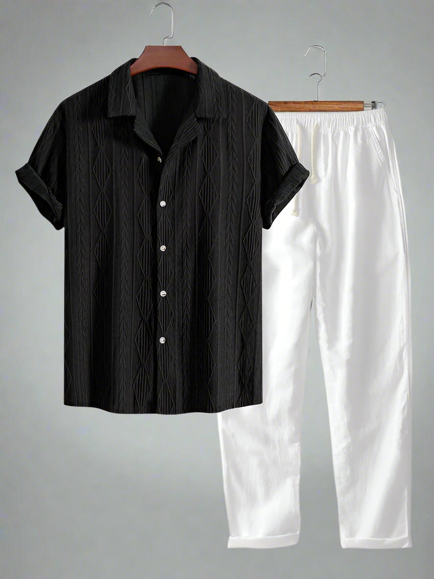 Men's Relaxed Fit Short Sleeve Shirt Set | Lightweight Casual Wear