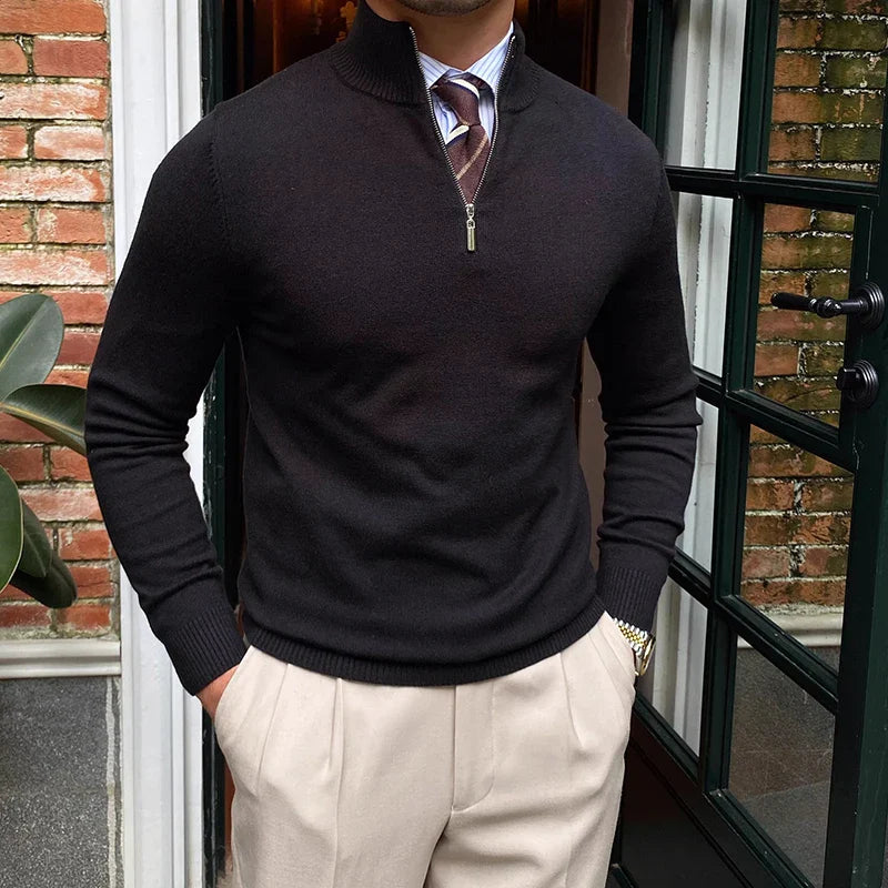 Men’s Knit Zip Sweater | Long Business Casual Jumper