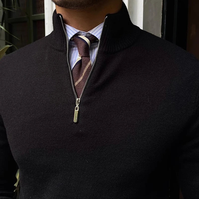 Men’s Knit Zip Sweater | Long Business Casual Jumper