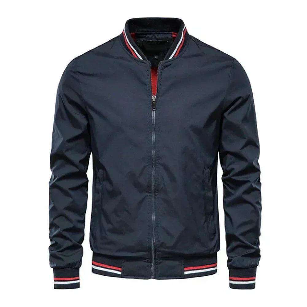 Men's Cotton Striped Bomber Jacket-5
