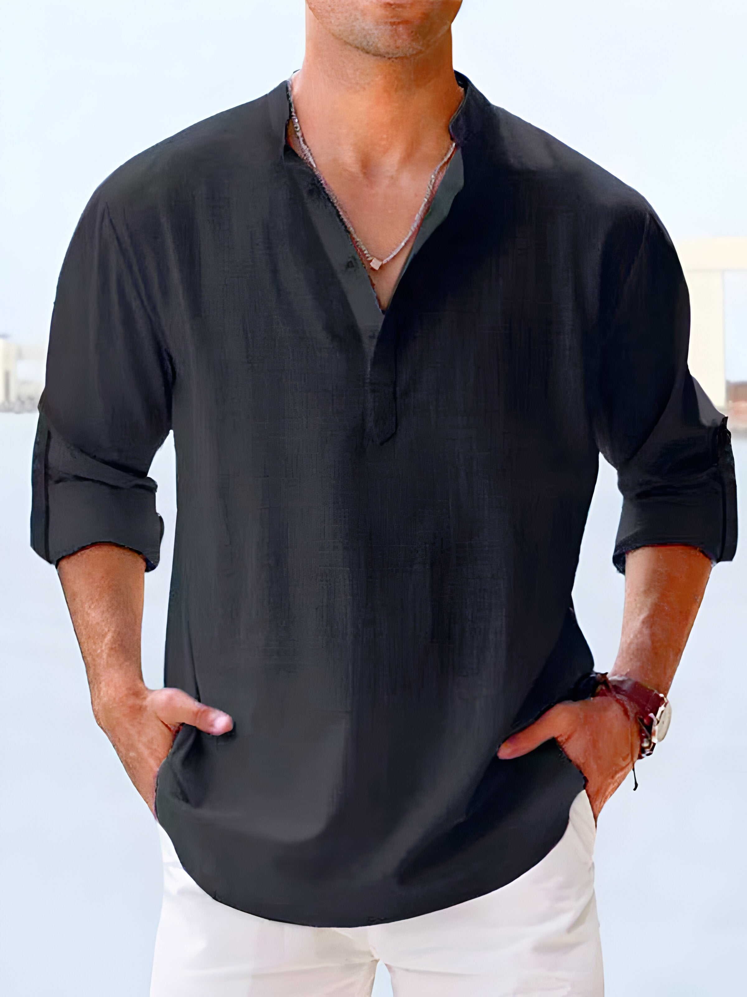 Men's Oversized Linen Shirt | Lightweight Long Sleeve