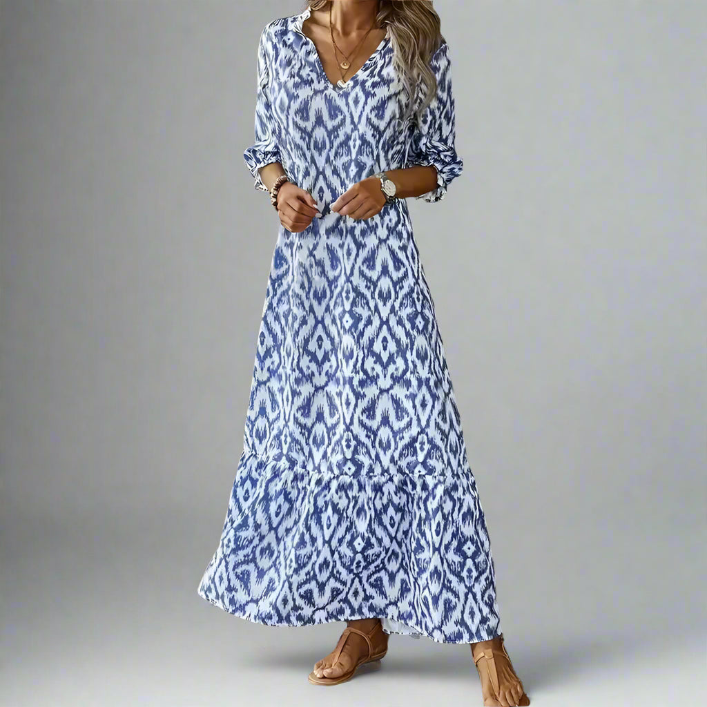 Women’s Boho Summer Maxi Dress | Printed Long Sleeve