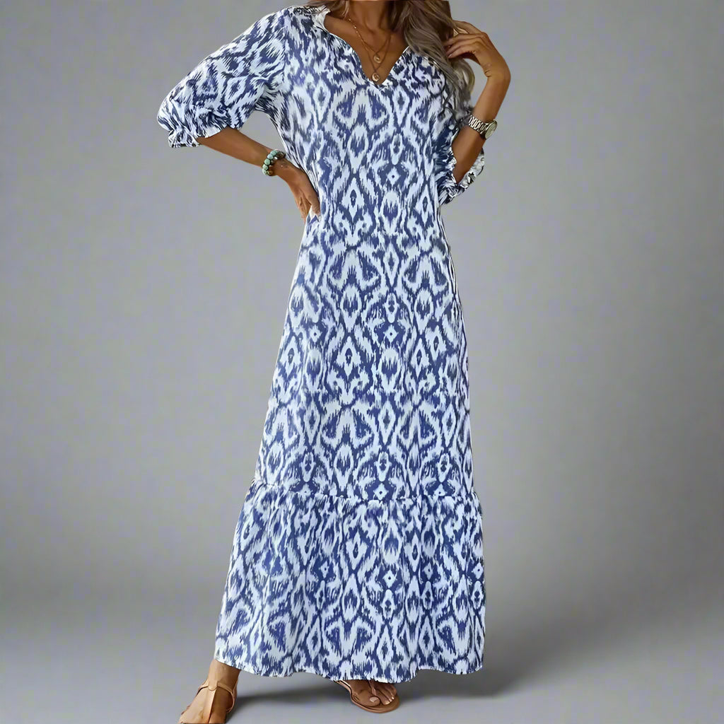 Women’s Boho Summer Maxi Dress | Printed Long Sleeve