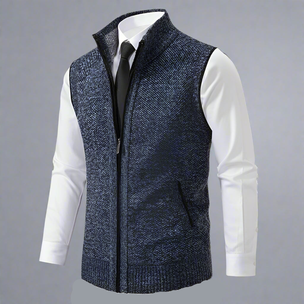 Men’s Knitted Zip Up Sweater Vest | Warm Winter Knitwear