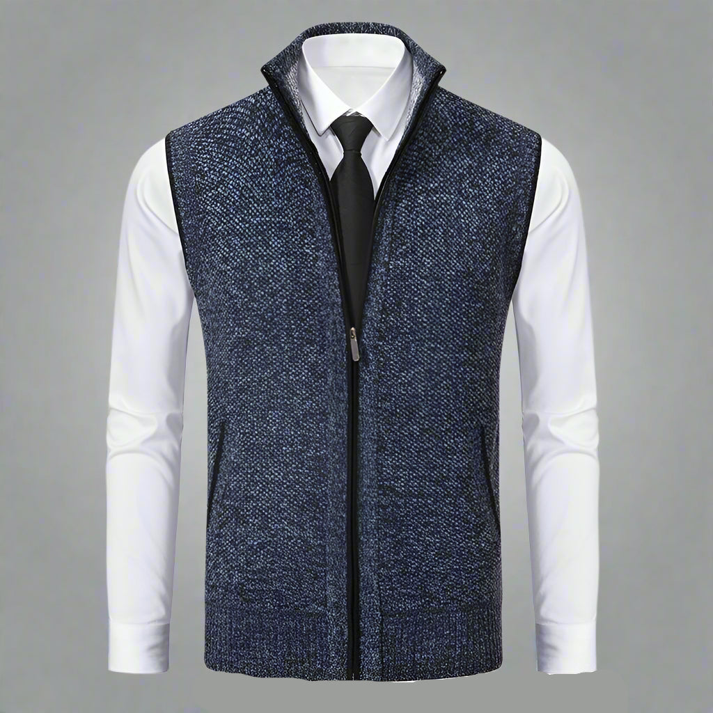 Men’s Knitted Zip Up Sweater Vest | Warm Winter Knitwear