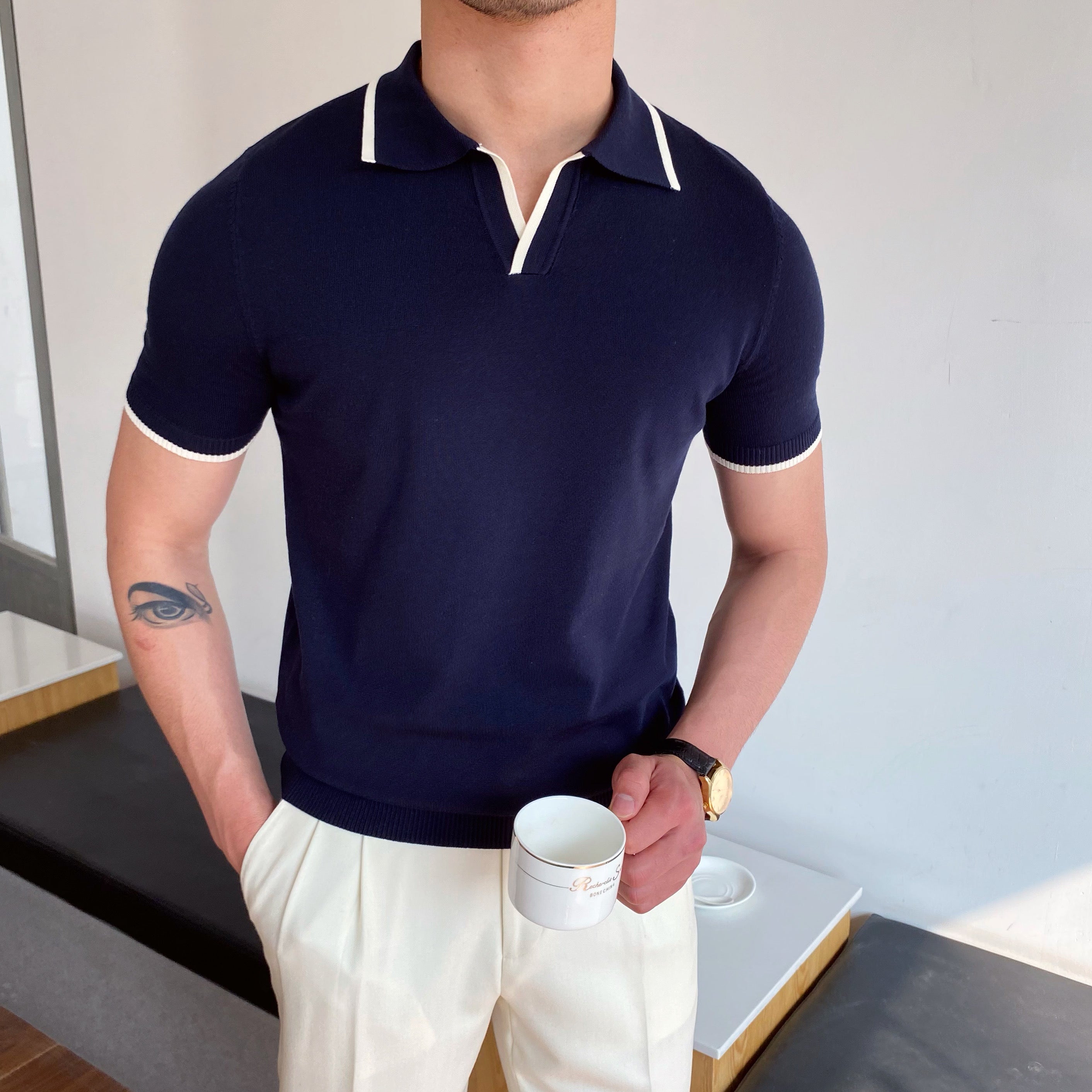 Men's Slim Fit Polo Shirt | Short Sleeve Knitwear