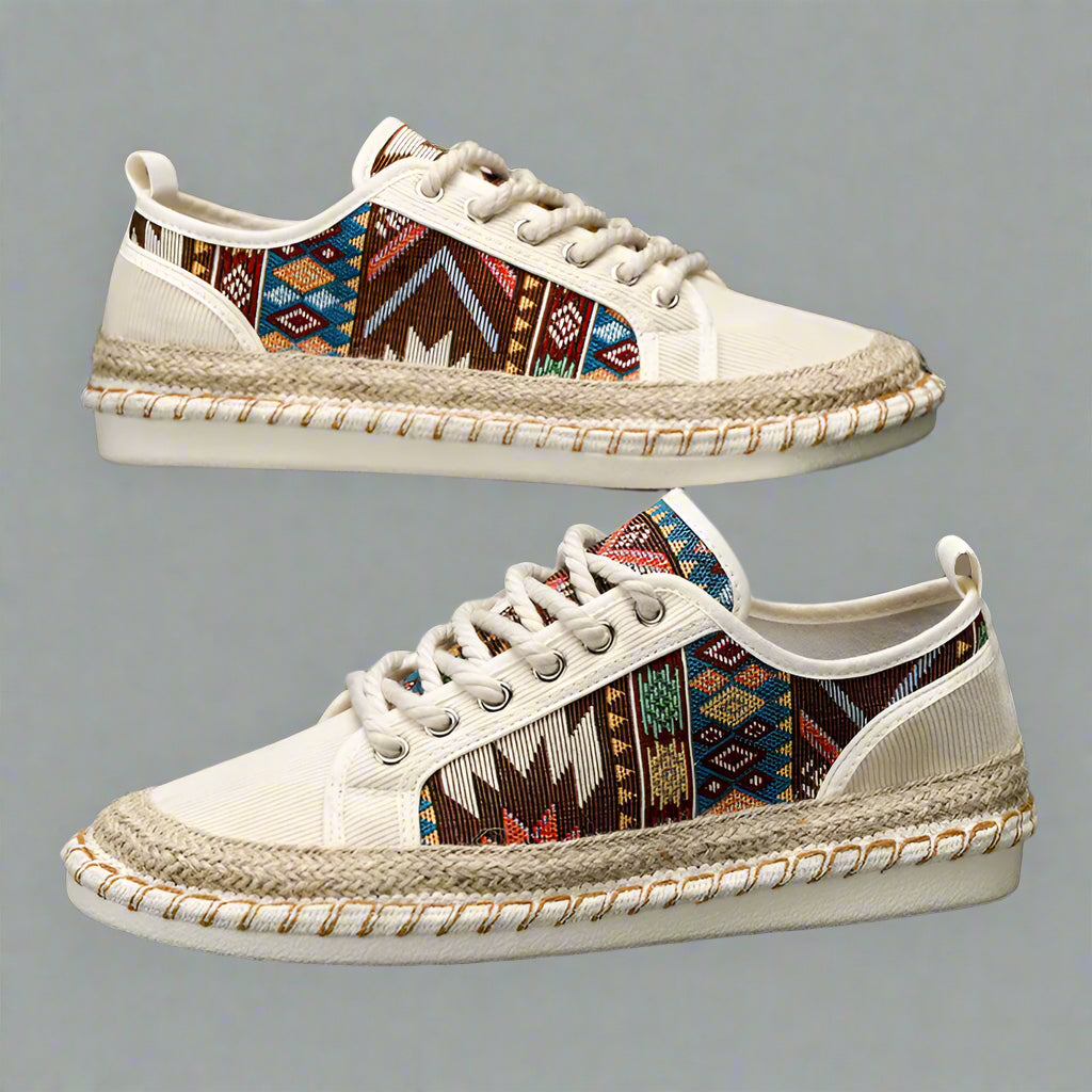 Men’s Boho Casual Sneakers | Ethnic Canvas Shoes Espadrille Style