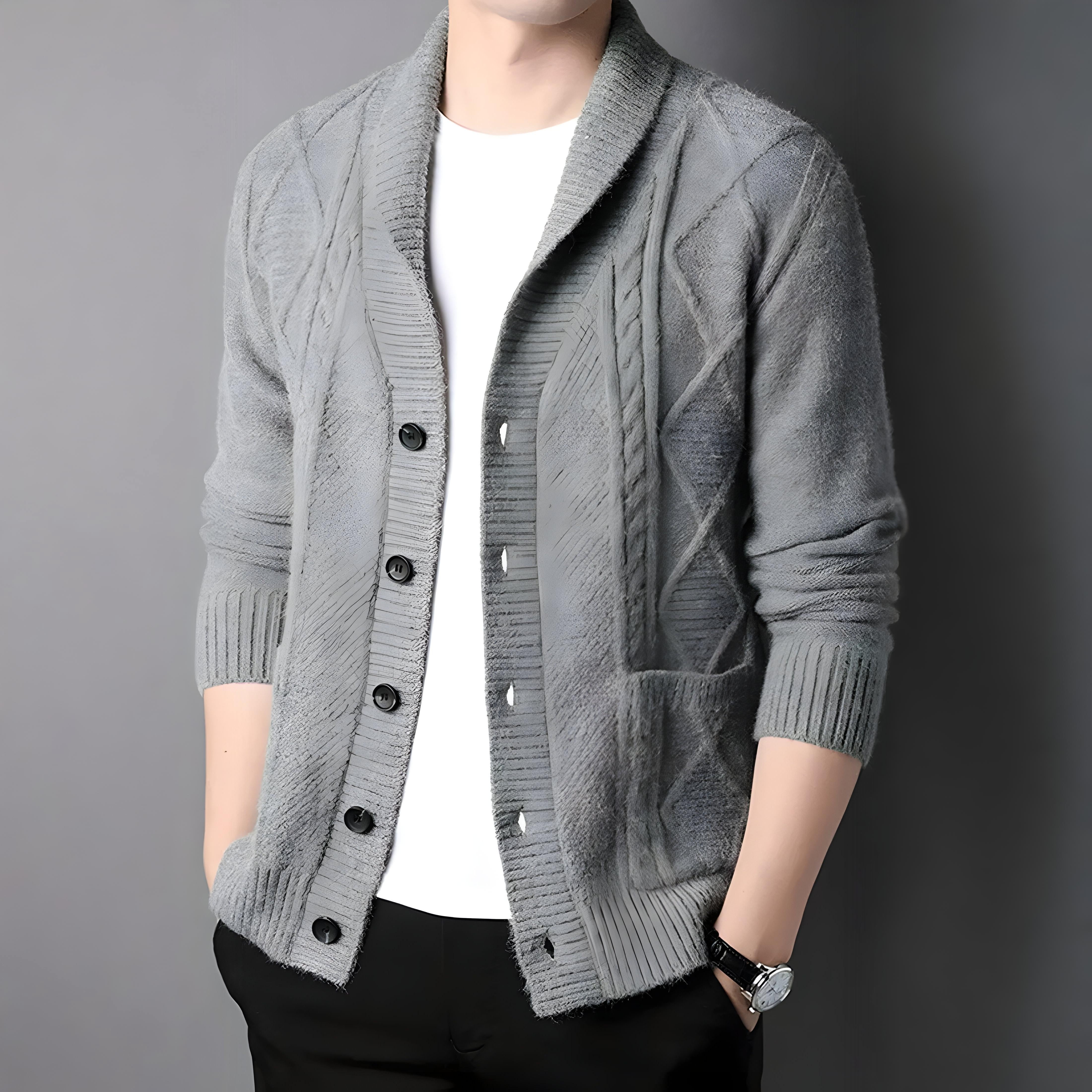 Men’s Knit Cardigan Sweater | Long Sleeve Oversized Jumpers