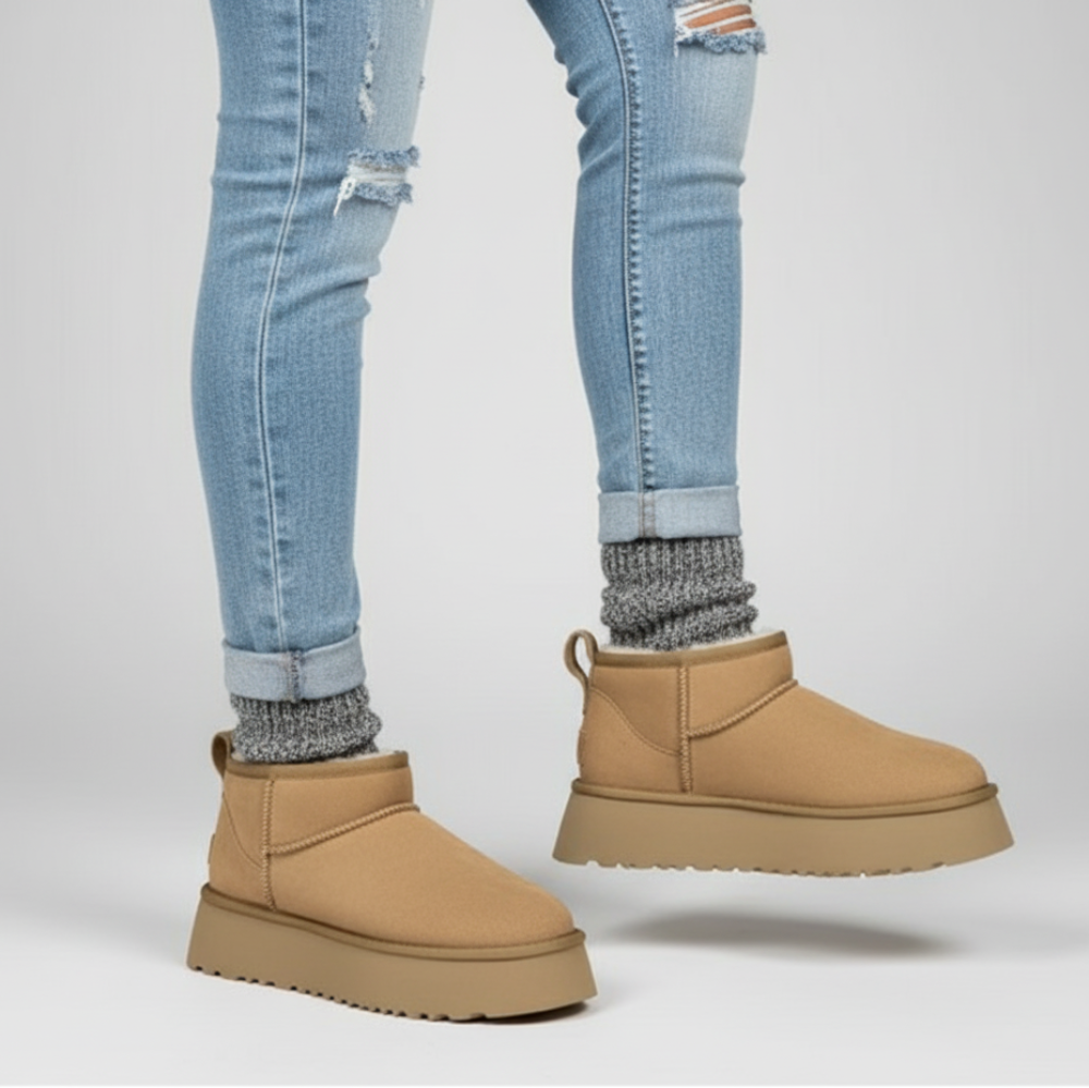 Women Snow Boots Ankle Shoes - Fur Lined Winter Warm